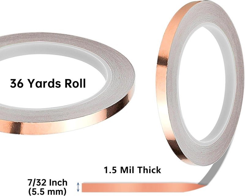 ARTKINGTO 7/32 Inch Black Back Copper Foil for Stained Glass, 1.5 Mil Thick, 36 Yards 2 Rolls, with Copper Foil Hand Foiler - Image 3